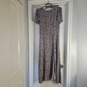 AFRM Floral Maxi Dress in Black with Pink and Teal Accents, Size Large